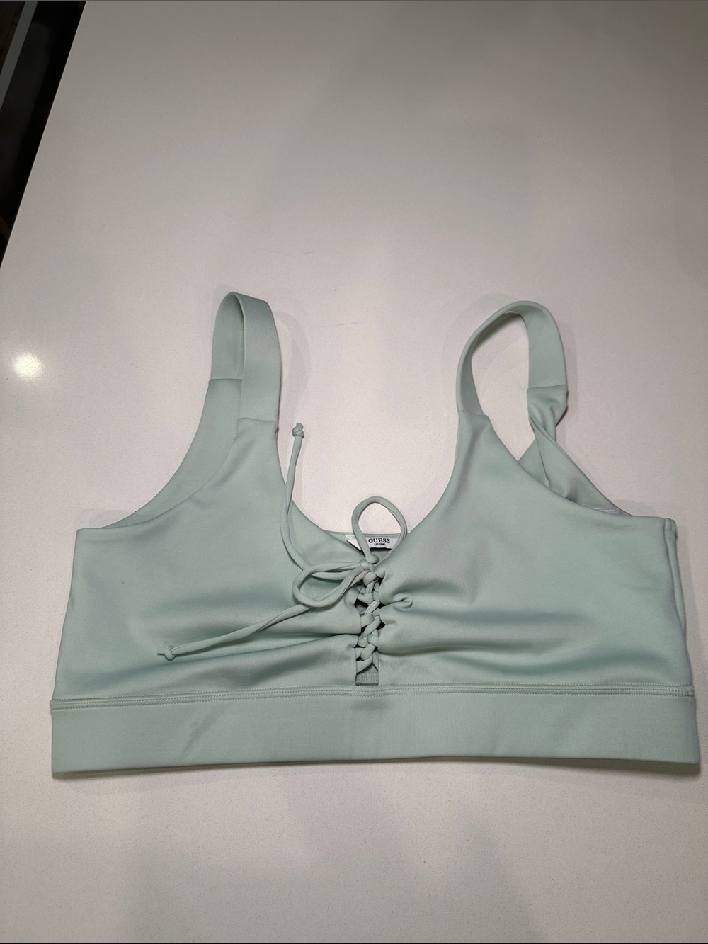 Guess Mint Green Lace-Up Sports Bralette. Size XL